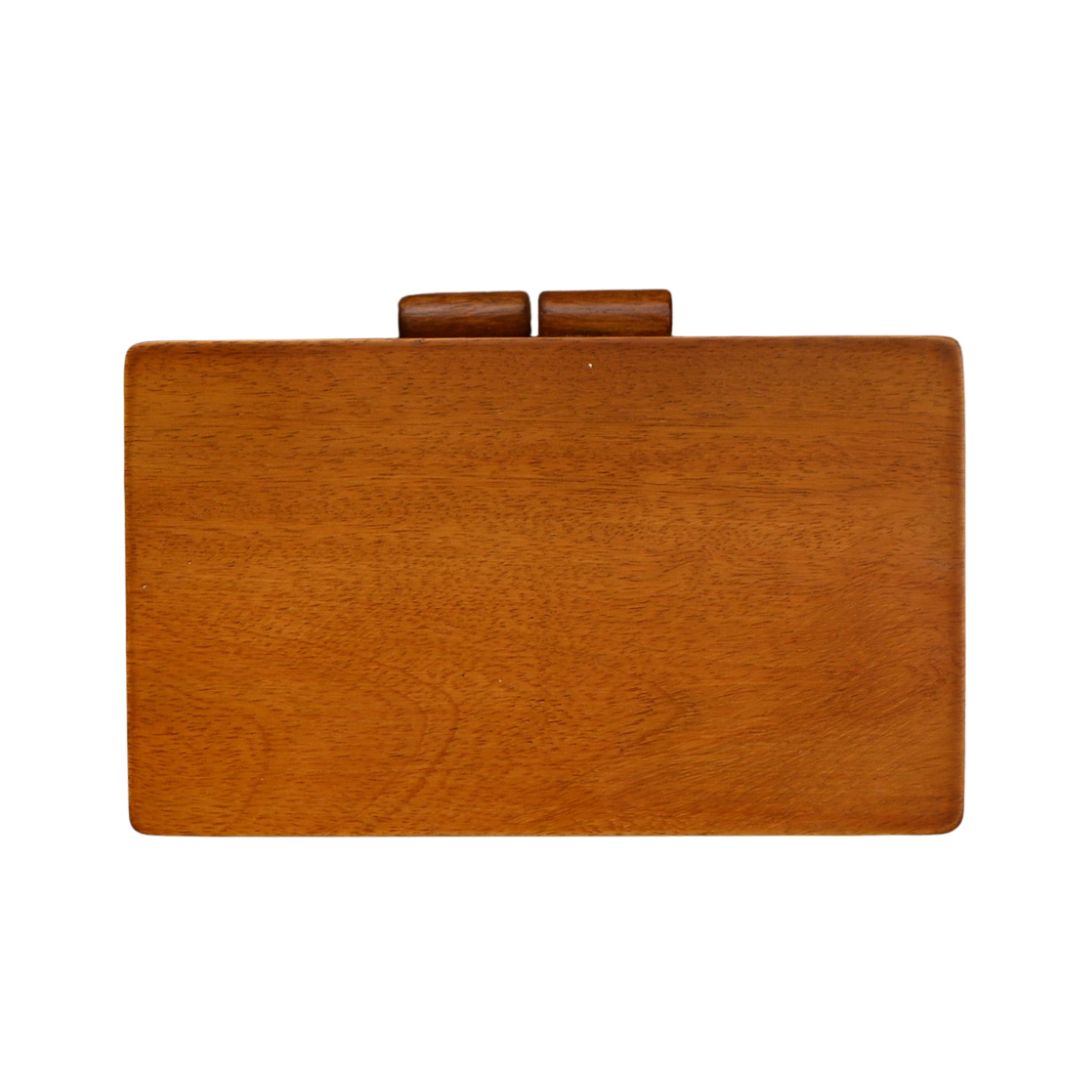 Printed Fabric Wooden Box Clutch for Women